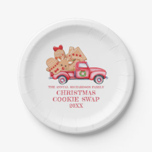 Prato De Papel Swap de Biscoito de Natal de Caminhão Vermelho