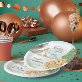 Prato De Papel Sweet Beige Mountain Watercolor Bear Hug