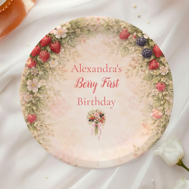 Prato De Papel Sweet Berry Garden 1st Birthday (Criador carregado)