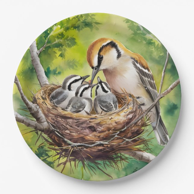 Prato De Papel Sweet bird nest painting (Frente)