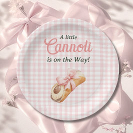 Prato De Papel Sweet Cannoli Pink Bow Girl Italian Baby Shower