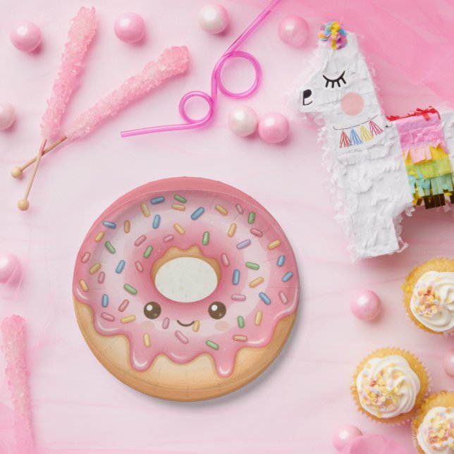 Prato De Papel Sweet Donut Design Hanukkah Party Paper Plates (Festa)