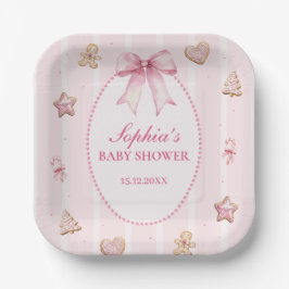 Prato De Papel Sweet Holiday Baby Shower Pink Cookie