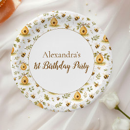 Prato De Papel Sweet Honey Bee Wild One Birthday