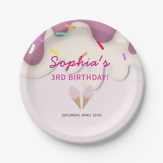 Prato De Papel Sweet Ice Cream Birthday (Frente)