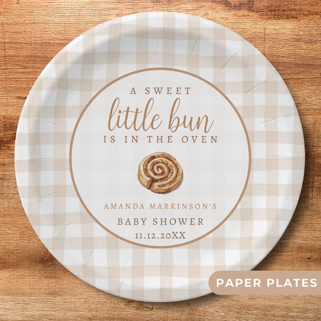 Prato De Papel Sweet Little Bun in the Oven Neutral Baby Shower  (Criador carregado)