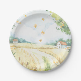 Prato De Papel Sweet Little Farm Baby Shower