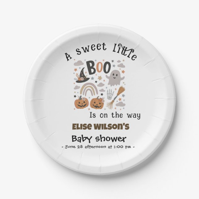 Prato De Papel Sweet Little Halloween boo is on the way (Frente)