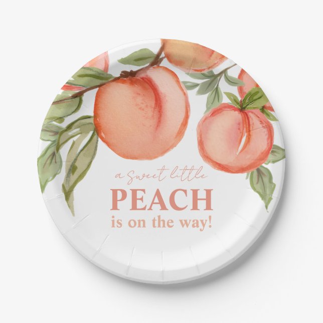 Prato De Papel Sweet Little Peach Baby Shower  (Frente)