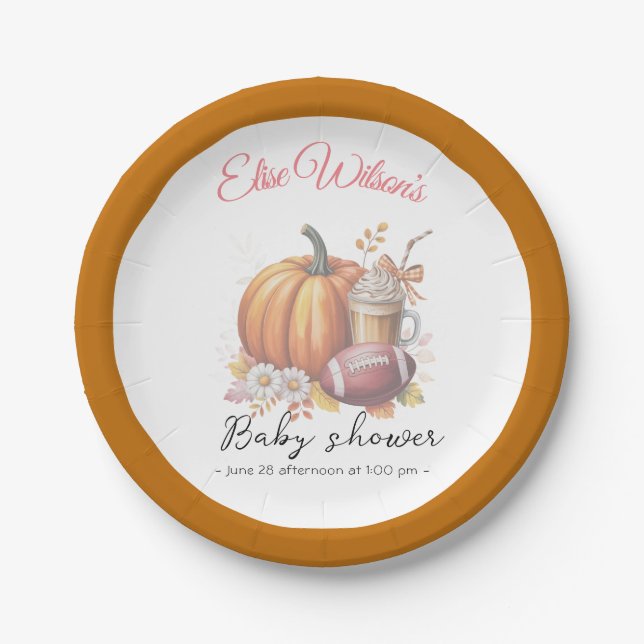 Prato De Papel Sweet little pumpkin is on the way (Frente)