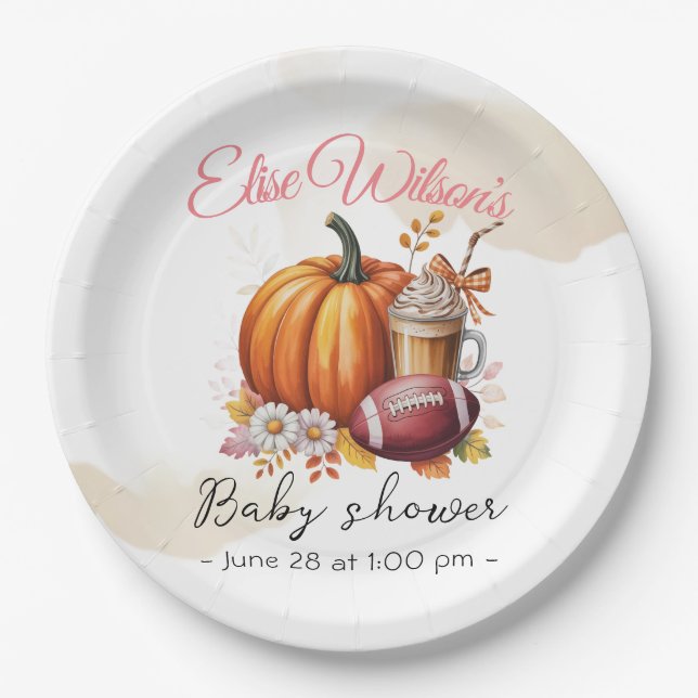 Prato De Papel Sweet little pumpkin is on the way (Frente)