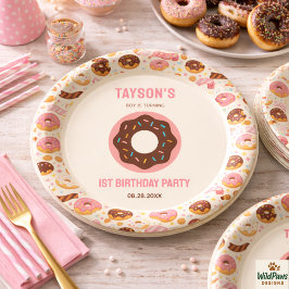 Prato De Papel Sweet One Donut 1st Birthday Party | Cute Donut 