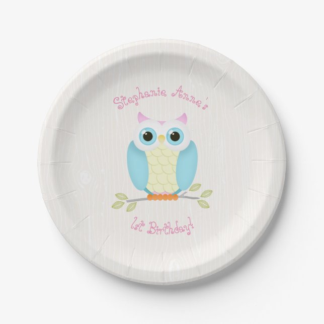 Prato De Papel Sweet Owl Birthday (Frente)