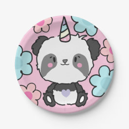 Prato De Papel Sweet Panda Unicorn Girly Floral