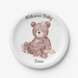 Prato De Papel Sweet Teddy Bear Baby Shower Party Plate