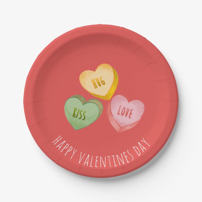 Prato De Papel Sweet Valentine's Day Conversation Hearts Playful (Frente)