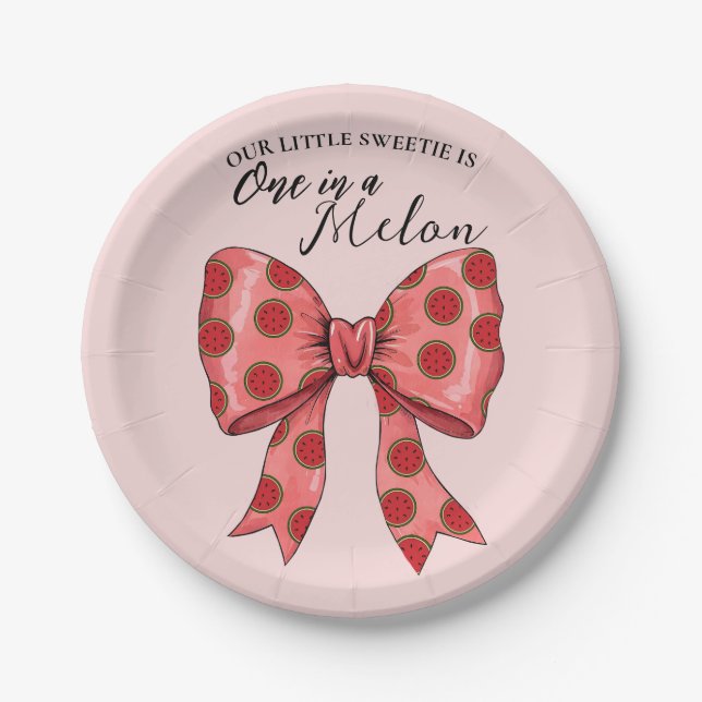 Prato De Papel Sweet Watermelon Ribbon Summer (Frente)
