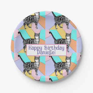 Prato De Papel Tabby Cat Pastel Birthday Cats Cake Favor Box