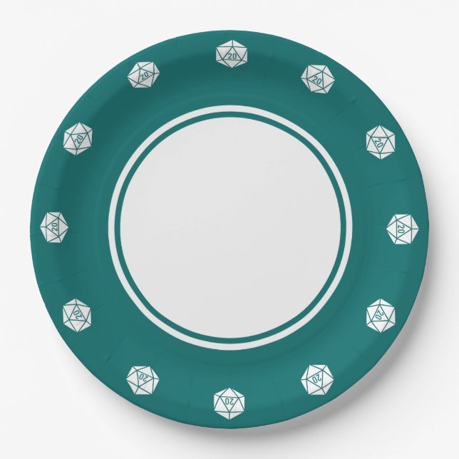 Prato De Papel Tabletop Chic na Placa de Papel Teal (Frente)
