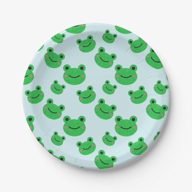 Prato De Papel Tabuleiro de sapos para crianças, Cute Green Toad  (Frente)