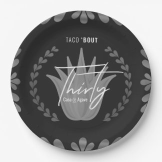 Prato De Papel Taco' Bout 30 | Placas de papel de tequila preta/p