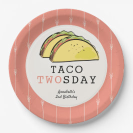 Prato De Papel Taco Twosday segundo aniversário Fiesta Mexicano