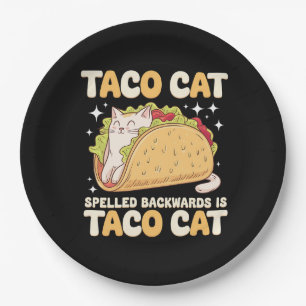 Prato De Papel Tacocat Escrito ao Contrário Taco Cat Mexicano