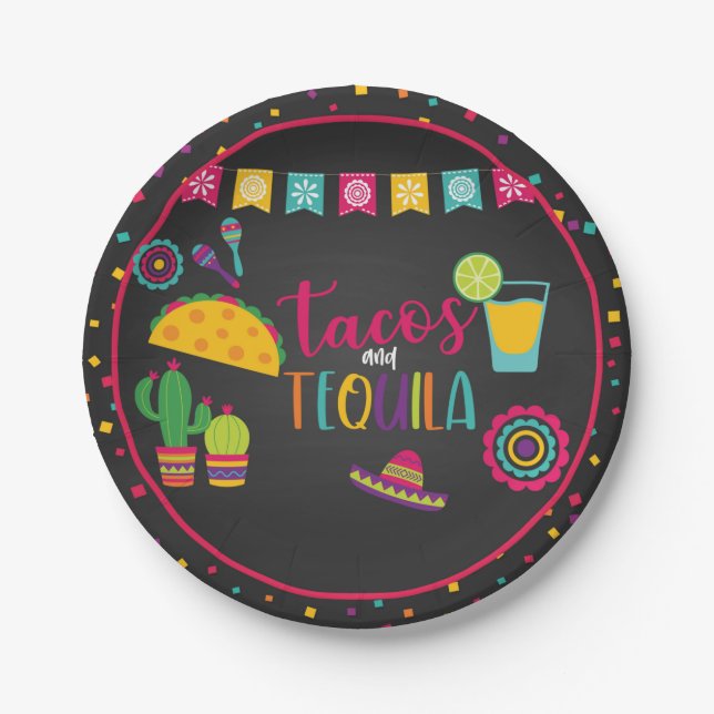 Prato De Papel Tacos e Tequila Plate - Blk (Frente)