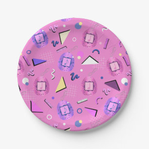 Prato De Papel Tamagotchi rosa-anos 80 retrô