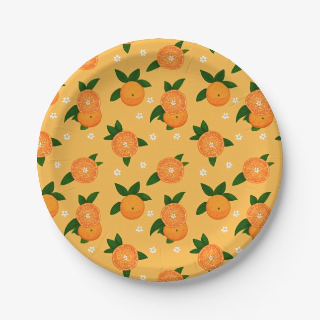 Prato De Papel Tangerinas de Verão (Frente)
