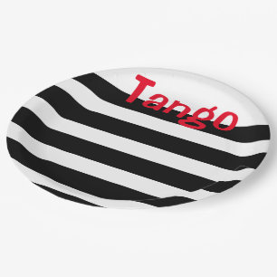 Prato De Papel Tango branco e vermelho preto elegante