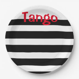 Prato De Papel Tango branco e vermelho preto elegante