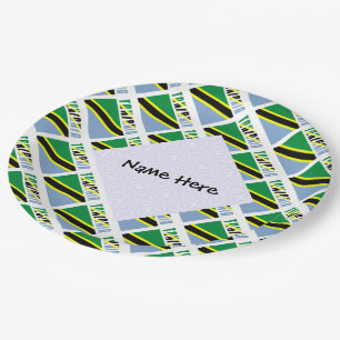 Prato De Papel Tanzânia Bandeira Tanzaniana Preta Personalizada