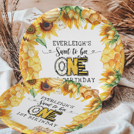 Prato De Papel Tão doce de ser um primeiro aniversario floral