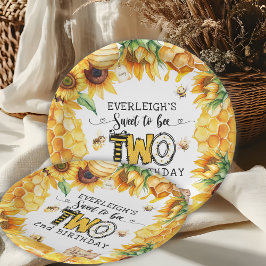 Prato De Papel Tão doce em ser dois segundos aniversários florais