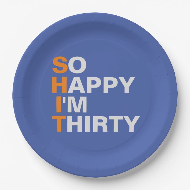Prato De Papel Tão feliz eu sou trinta placas do partido de (Frente)