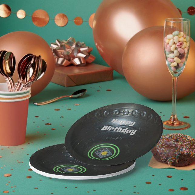 Prato De Papel Tapete Preto, Placas de Papel de Aniversário (Múltiplo)
