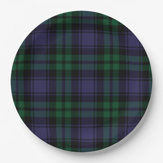 Prato De Papel Tartan Black Watch, Xadrez (Frente)