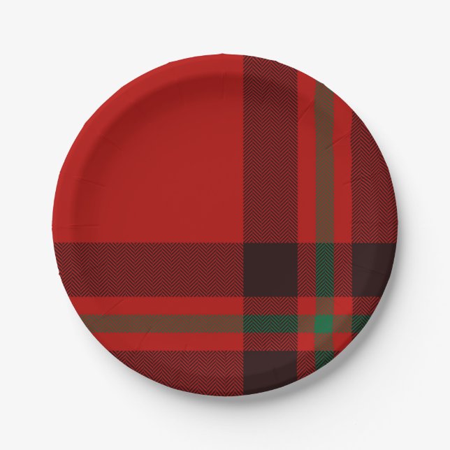 Prato De Papel Tartan Clan Stewart Xadrez Black Red Check Pattern (Frente)