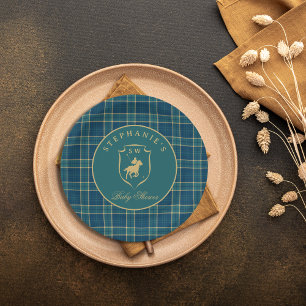 Prato De Papel Tartan Clássico Xadrez Polo Chá de Bebê Equestre