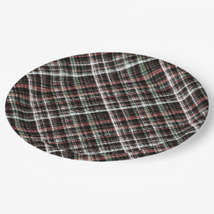 Prato De Papel Tartan de Natal texturizado.