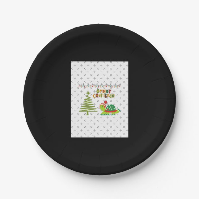 Prato De Papel tartaruga de natal A-Line Vestida (Frente)