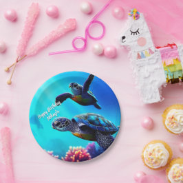 Prato De Papel Tartarugas marinhas Nadando