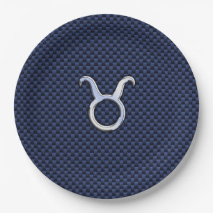 Prato De Papel Taurus Zodiac Sinal no Estilo de Fibra Azul de Car