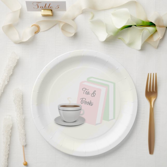 Prato De Papel Tea & Books Bridal Shower (Casamento)