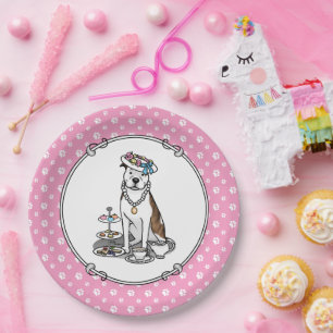 Prato De Papel Tea Party Pit Bull (lt brindle white 3)