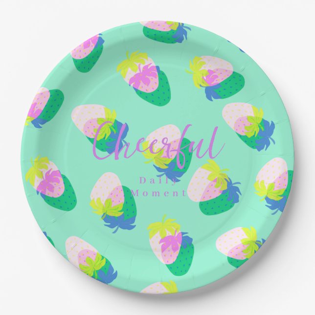 Prato De Papel Teal de Morango (Frente)