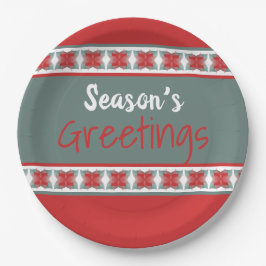 Prato De Papel Teal e Barn Vermelho