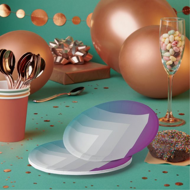 Prato De Papel Teal magenta gray (Múltiplo)