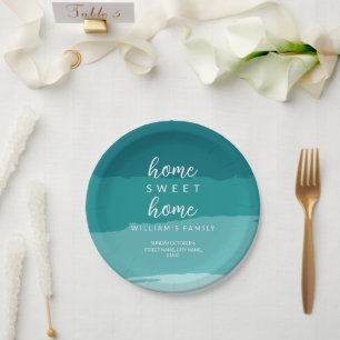Prato De Papel Teal Modern Elegant New Home Housearming Party